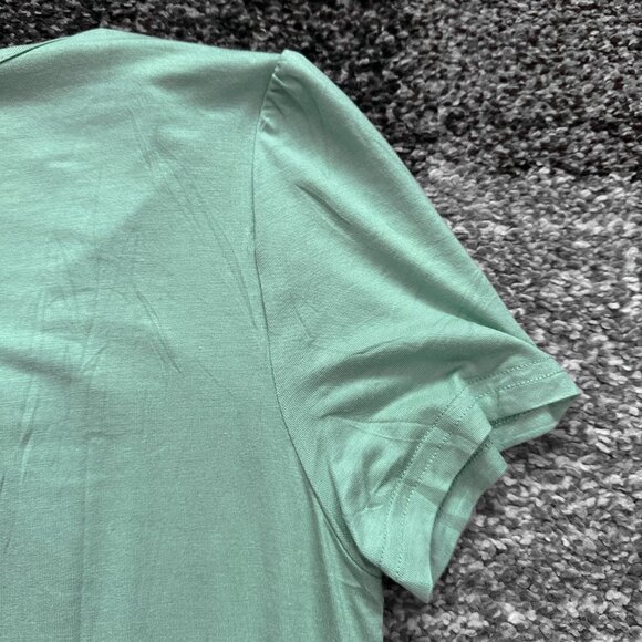 DJT FASHION (M) Green Blue Mint Pleated Tee Scoop Blouson Top Aqua Dusty Jade - Picture 10 of 11